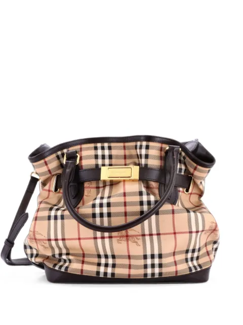 Burberry Pre-Owned Golderton Haymarket Coated Canvas Medium tote bag Brown D4FEQH51PD0ZY7GQ