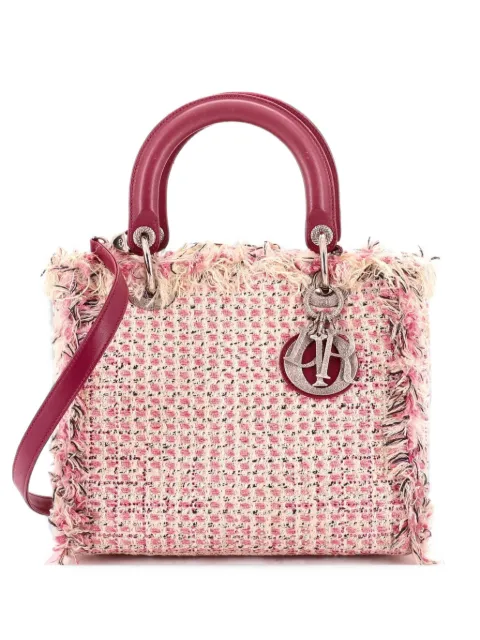 Christian Dior Pre-Owned Lady Dior Bag Tweed Medium satchel Pink OZUBG083NZV6PN6B