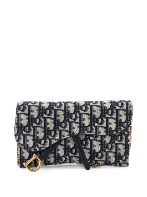 Christian Dior Pre-Owned Saddle Chain Wallet Oblique Canvas crossbody bag Blue OTSM43J5NSHEOKRU