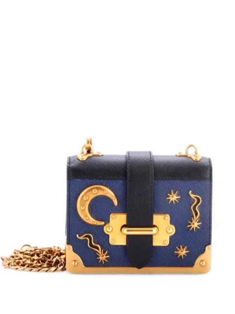 Prada Pre-Owned Cahier Embellished Leather Micro crossbody bag Blue CYYV1DHBL51UMAQA