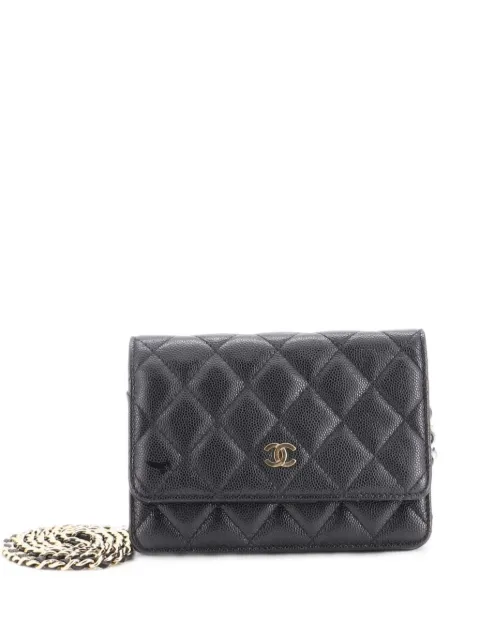 CHANEL Pre-Owned Wallet on Chain Quilted Caviar Mini crossbody bag Black OLECPWQY2DMAYDK3