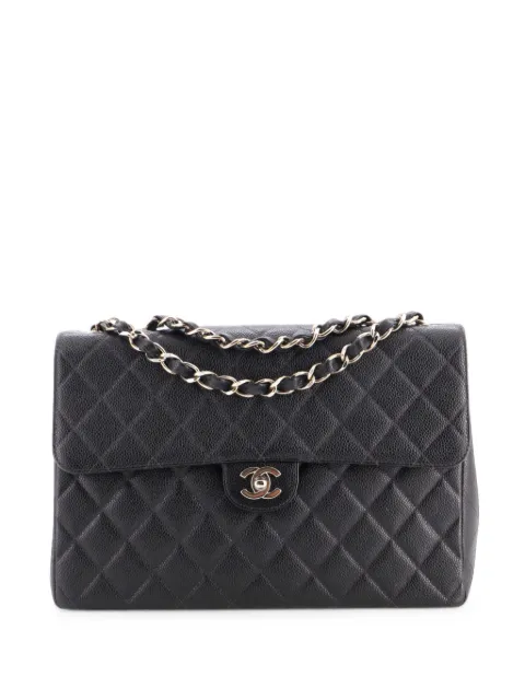 CHANEL Pre-Owned Square Classic Single Flap Bag Quilted Caviar Jumbo shoulder bag Black RGEYWG6M3LXUDG7U