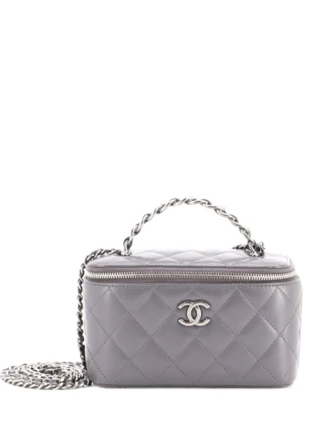 CHANEL Pre-Owned Top Handle Vanity Case with Chain Quilted Lambskin with Crystals Small crossbody bag Grey CIB3O4LV4MC48YRW