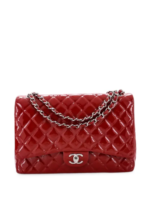 CHANEL Pre-Owned Classic Double Flap Bag Quilted Patent Maxi shoulder bag Red 2YDYCJRUK8VDY6TU