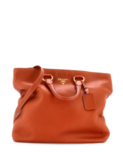 Prada Pre-Owned Convertible Shopper Vitello Daino Large tote bag Orange 8Q5FJ71P47BNZXN6