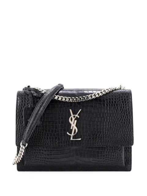 Saint Laurent Pre-Owned Sunset Crocodile Embossed Leather Large crossbody bag Black R392R16DU74E7Z7Y