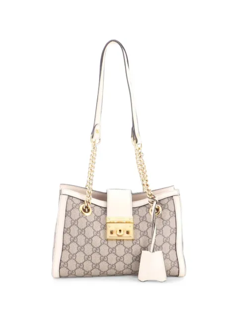 Gucci Pre-Owned Padlock Chain Tote GG Coated Canvas with Leather Small shoulder bag Brown R1QMPV6NUZ1JOXU6