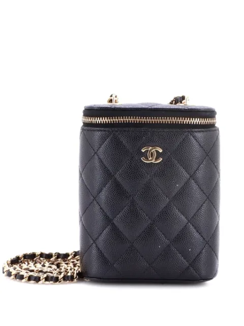 CHANEL Pre-Owned Vertical Classic Vanity Case with Chain Quilted Caviar Small shoulder bag Black FYVJ65G5HKVFIKBM