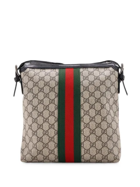 Gucci Pre-Owned Web Messenger Bag GG Coated Canvas Medium crossbody bag Black XPKQ2V2AHTBEC4GT