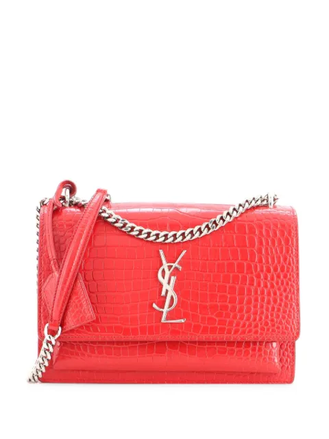 Saint Laurent Pre-Owned Sunset Crocodile Embossed Leather Medium crossbody bag Red BSO6MSD3LY2PVL5Z