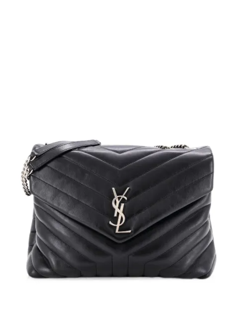 Saint Laurent Pre-Owned Loulou Matelasse Chevron Leather Medium shoulder bag Black BN927L8LXU0C4AGB