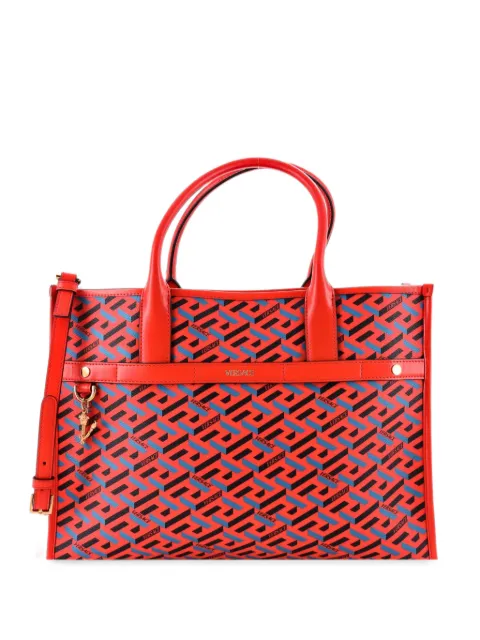 Versace Pre-Owned Top Handle La Greca Signature Coated Canvas Medium tote bag Red SKMTQLKCUIG56XY9