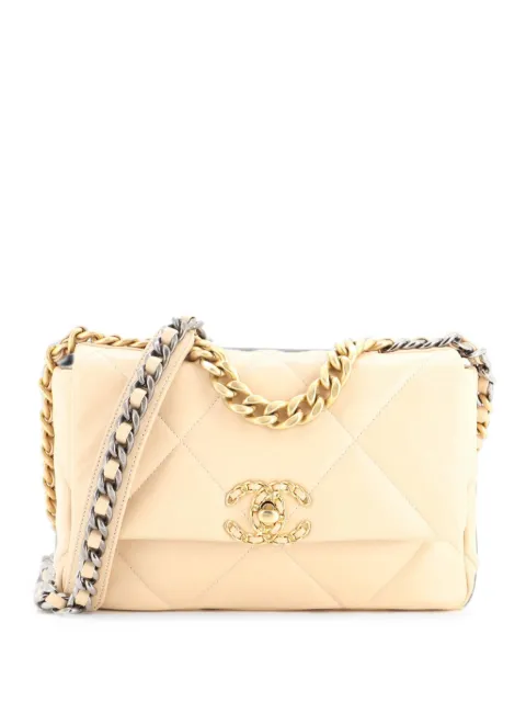 CHANEL Pre-Owned 19 Flap Bag Quilted Leather Medium crossbody bag Neutrals VIWX3138NTSF4XE0