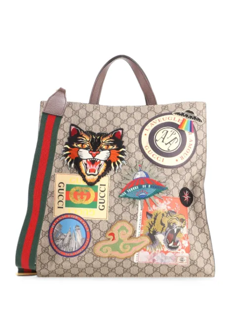 Gucci Pre-Owned Courrier Convertible Soft Open GG Coated Canvas with Applique North South tote bag Brown Z4BV4Y180UR93ID5