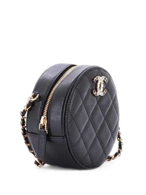 CHANEL Pre-Owned Round Clutch with Chain Quilted Caviar with Lacquered Metal crossbody bag Black P6EJ3PYMD7KBNT26