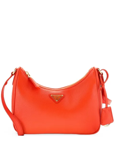 Prada Pre-Owned Re-Edition Hobo Saffiano Leather Mini shoulder bag Orange IZNT6NXYAIYXDHU8