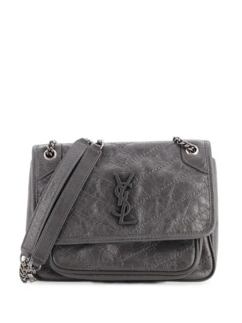 Saint Laurent Pre-Owned Niki Chain Flap Bag Matelasse Chevron Leather Baby shoulder bag Grey P2BXQNDOGGFM08HF