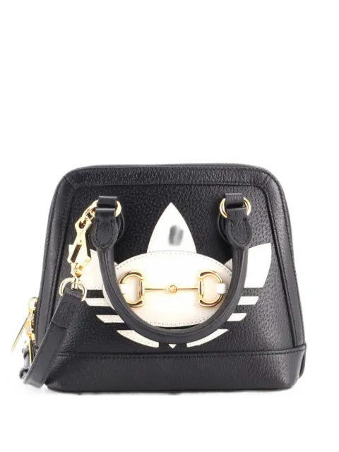 Gucci Pre-Owned x Adidas Horsebit 1955 Top Handle Bag Leather with Applique Mini satchel Black IJJRHGVG5MRL3QWM