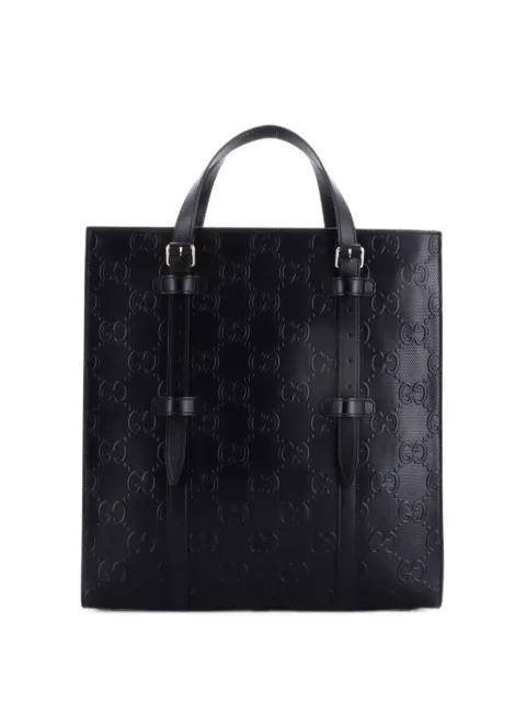 Gucci Pre-Owned GG Embossed Perforated Leather Medium tote bag Black ICY9RNZELVHKUDMF