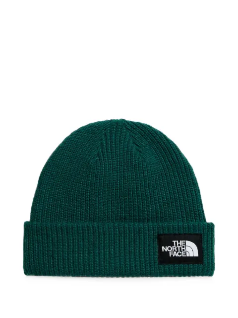 The North Face logo-patch ribbed beanie hat Green NF0A8CGZN4J1