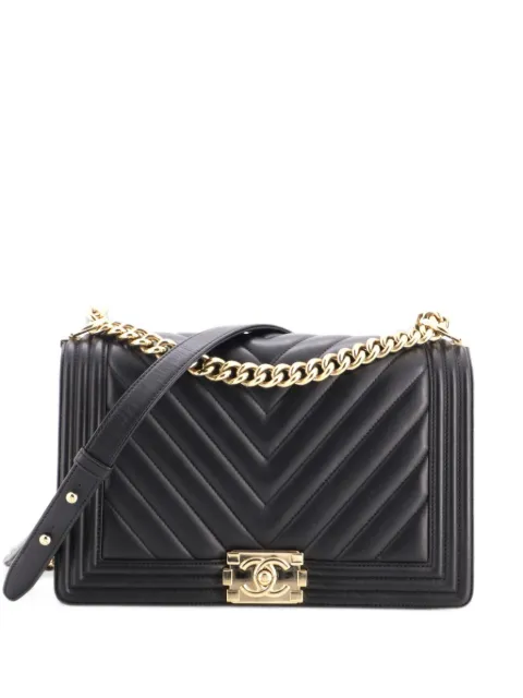 CHANEL Pre-Owned Boy Flap Bag Chevron Lambskin New Medium shoulder bag Black V1MDGGE5G467QW6S