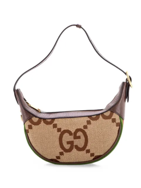 Gucci Pre-Owned Ophidia Half Moon Bag Jumbo GG Canvas Mini hobo bag Brown YF0EZK5O5WGARBW9