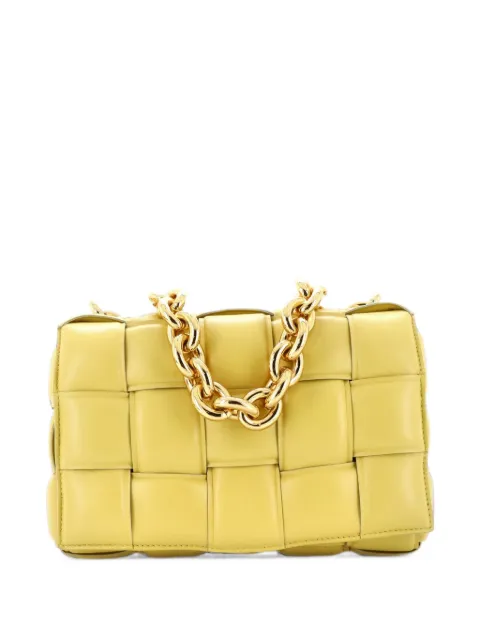 Bottega Veneta Pre-Owned Cassette Chain Padded Maxi Intrecciato Leather crossbody bag Yellow R9MX614X0ZWKO3ZD