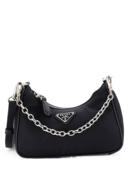 Prada Pre-Owned Re-Edition Shoulder Bag Tessuto Mini hobo bag Black R802IHFQD3HUYKIP