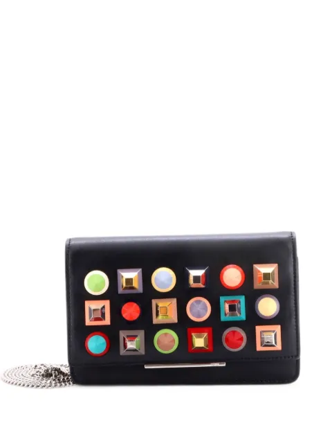 Fendi Pre-Owned Tube Wallet On Chain Studded Leather crossbody bag Black O631J5HXDHI52KPC