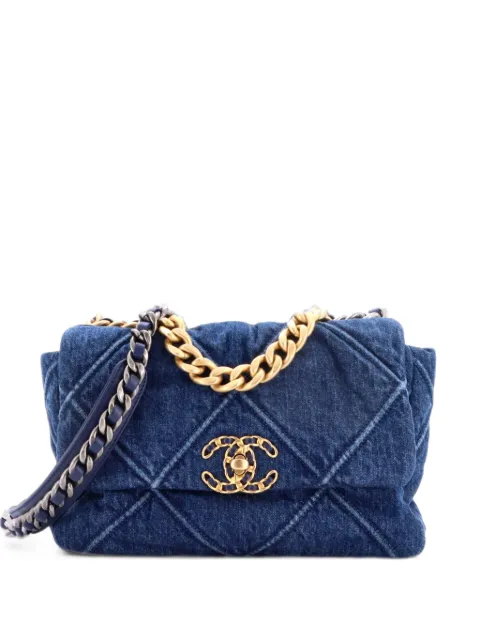 CHANEL Pre-Owned 19 Flap Bag Quilted Denim Medium shoulder bag Blue UN46TVQ98DD1PNEY