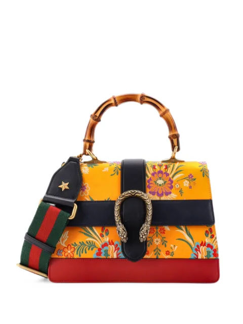 Gucci Pre-Owned Dionysus Bamboo Top Handle Bag Floral Jacquard with Leather Medium satchel Blue LG14MPAE6K92Y5G3