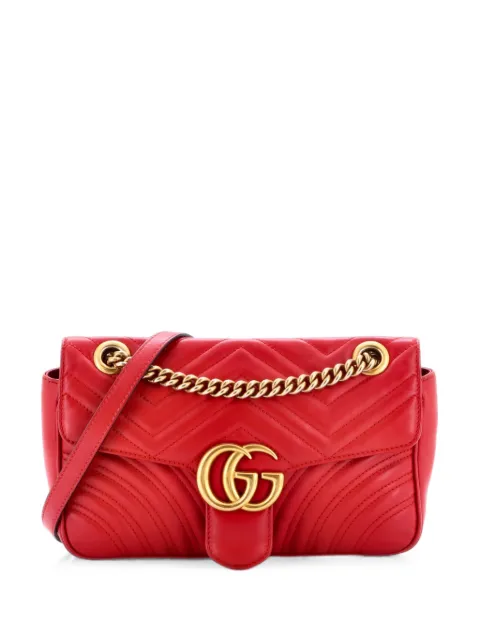 Gucci Pre-Owned GG Marmont Flap Bag Matelasse Leather Medium shoulder bag Red 2QB60Q9XWKHQKRP4
