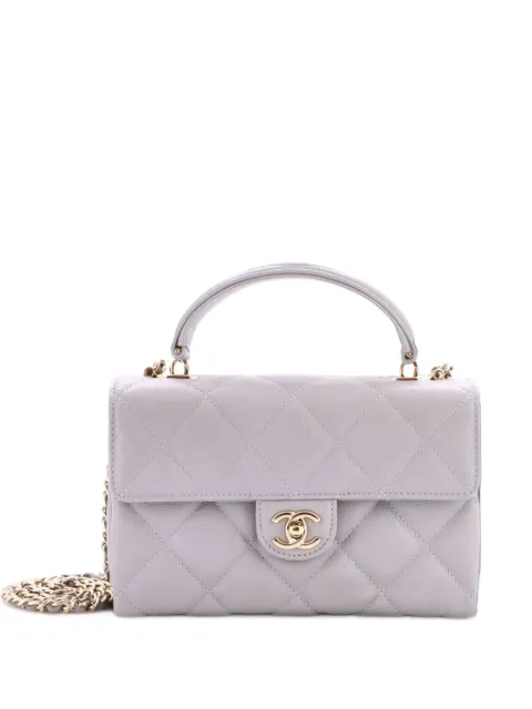 CHANEL Pre-Owned Retro Twist Top Handle Flap Quilted Caviar Small shoulder bag Grey 8E0XCIPF9PKF4UB2