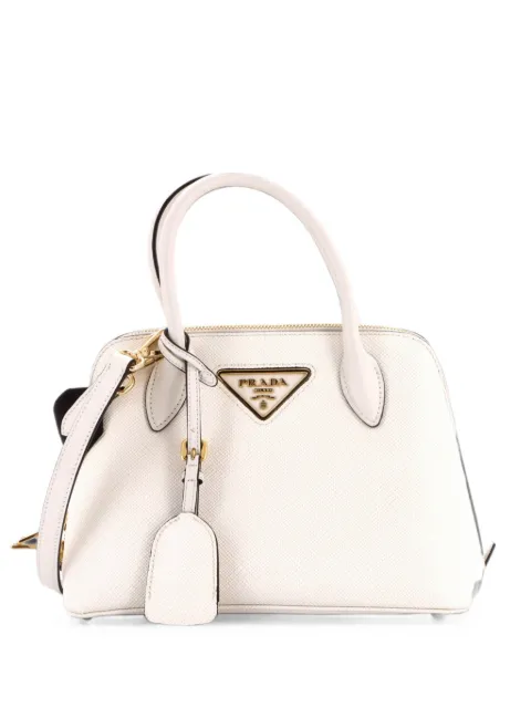Prada Pre-Owned Dual Strap Promenade Bag Saffiano Leather Small satchel White BNWV7IY5UML4FPRW