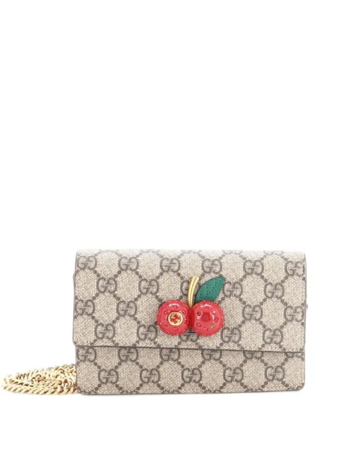 Gucci Pre-Owned Cherries Wallet on Chain GG Coated Canvas Mini crossbody bag Brown NETBEWH18E1QOEJE