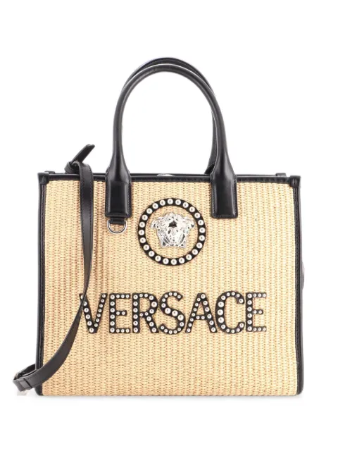 Versace Pre-Owned La Vacanza Medusa Logo Raffia Small tote bag Neutrals 6G2RJID8CFG6NVWP