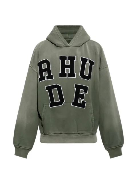 RHUDE logo-patch hoodie Green RHPF26HO12012