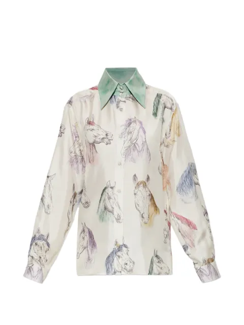 Moschino horse-print silk shirt Neutrals 262DJ02175452