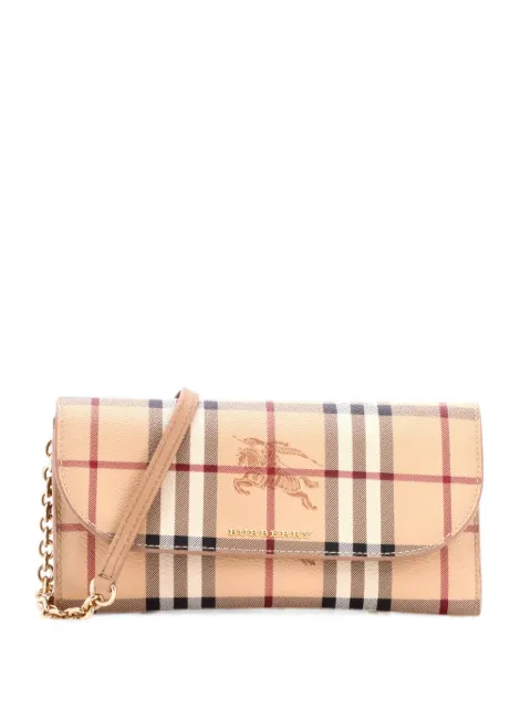 Burberry Pre-Owned Henley Wallet on Chain Haymarket Coated Canvas crossbody bag Brown BD57BEAWT7PSF6AY