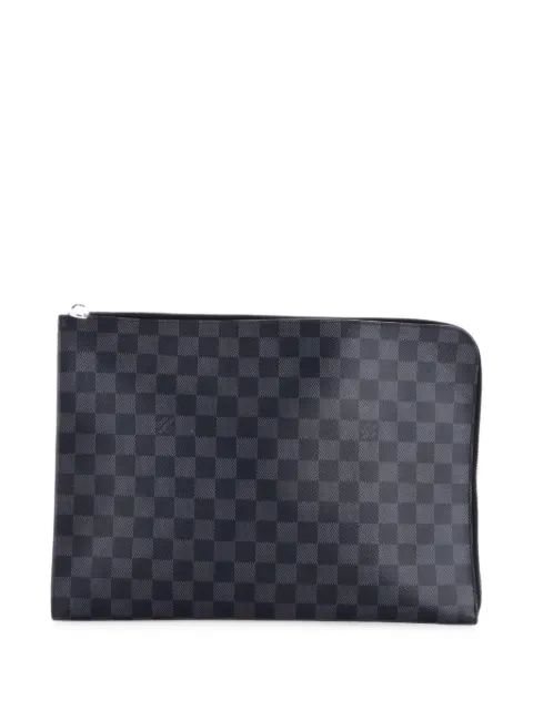 Louis Vuitton Pre-Owned Zip Around Pochette Jour Damier Graphite GM clutch bag Black 622X08YTAJOX9O5Q