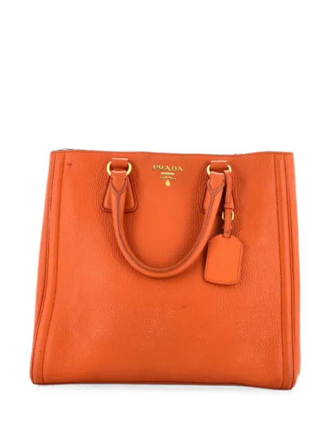 Prada Pre-Owned Convertible Shopper Vitello Daino Large tote bag Orange 7Y4L8RAJIXCV1X1U