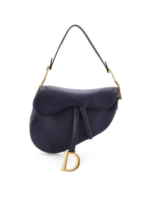 Christian Dior Pre-Owned Saddle Handbag Leather Medium shoulder bag Blue AWN61ZVIIDO7PIJE