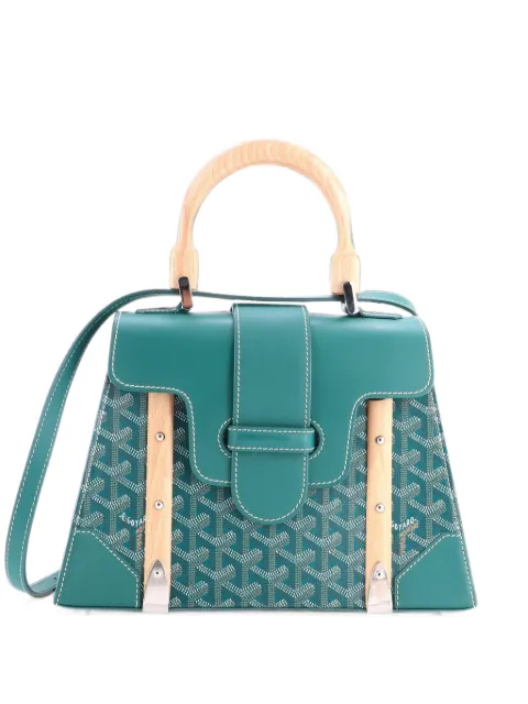 Goyard Pre-Owned Saigon Top Handle Bag Coated Canvas with Leather PM satchel Green F6W5U2WPOAN5ZXOH