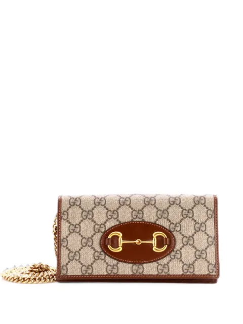 Gucci Pre-Owned Horsebit 1955 Chain Wallet GG Coated Canvas crossbody bag Brown 5RADO25JSN6XPP04