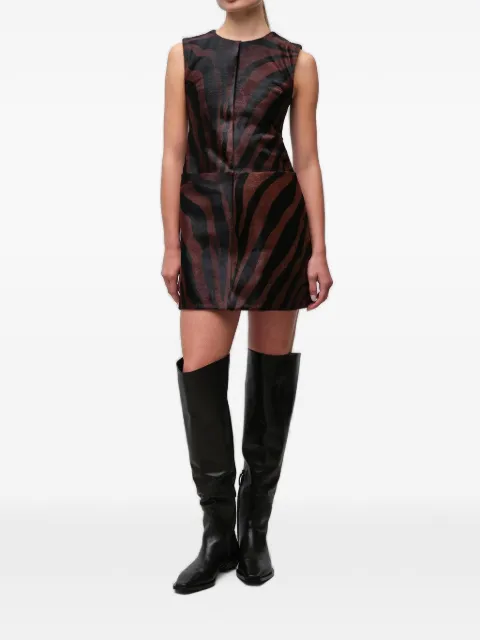 SIMKHAI Sonoma zebra-print leather mini dress Brown 5261017PZEBRA