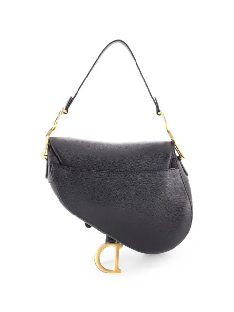 Christian Dior Pre-Owned Saddle Handbag Leather Medium shoulder bag Black EYHI09GV39GGXOMY