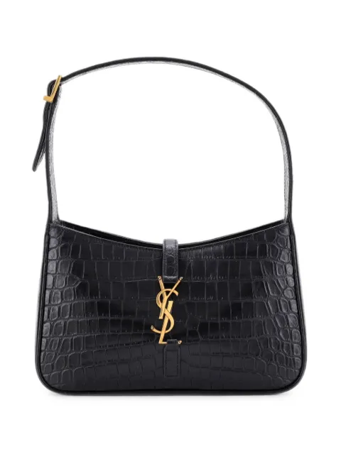 Saint Laurent Pre-Owned Le 5 a 7 Crocodile Embossed Leather Small hobo bag Black AVYETIV0GO43MLZW