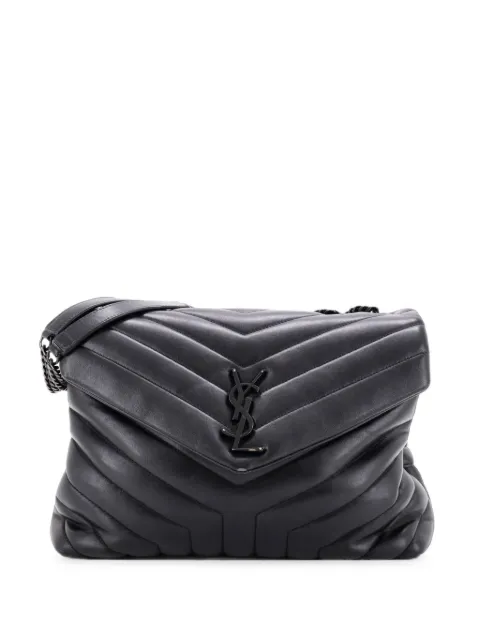 Saint Laurent Pre-Owned Loulou Matelasse Chevron Leather Medium shoulder bag Black HHY2UOGGK215RATM