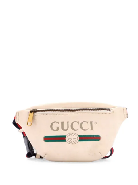 Gucci Pre-Owned Logo Printed Leather Small belt bag White XBEYNE2QWYC1RNO9