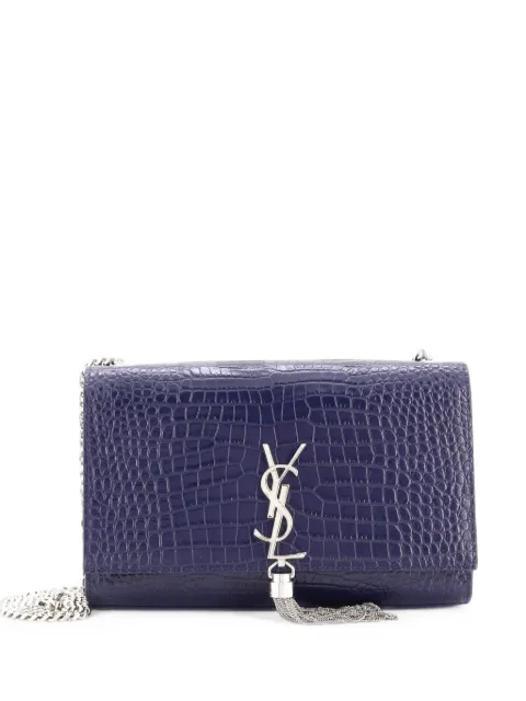 Saint Laurent Pre-Owned Classic Monogram Tassel Crocodile Embossed Leather Medium crossbody bag Blue U7GSH50ZZTX54L7V